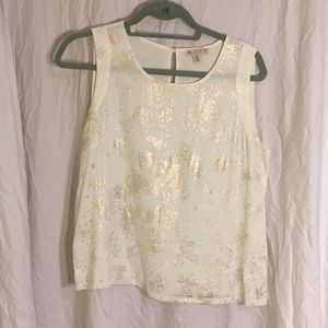 White blouse with rose gold sparkle NWOT